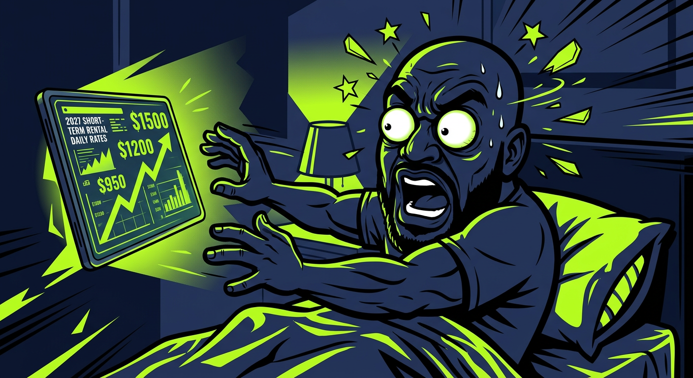 Shaq waking up with wide eyes when he sees 2027 short-term rental daily rates