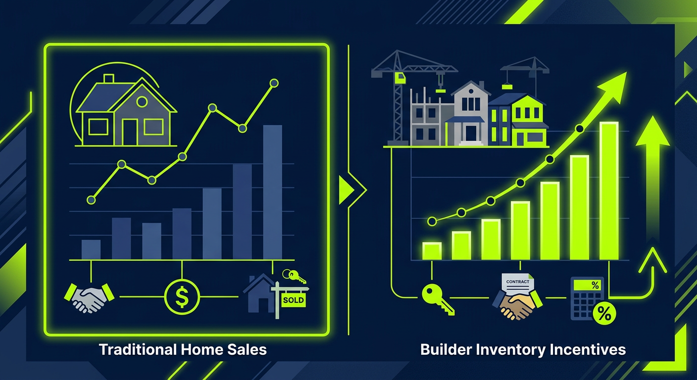 Chart comparing traditional home sales vs. builder inventory incentives
