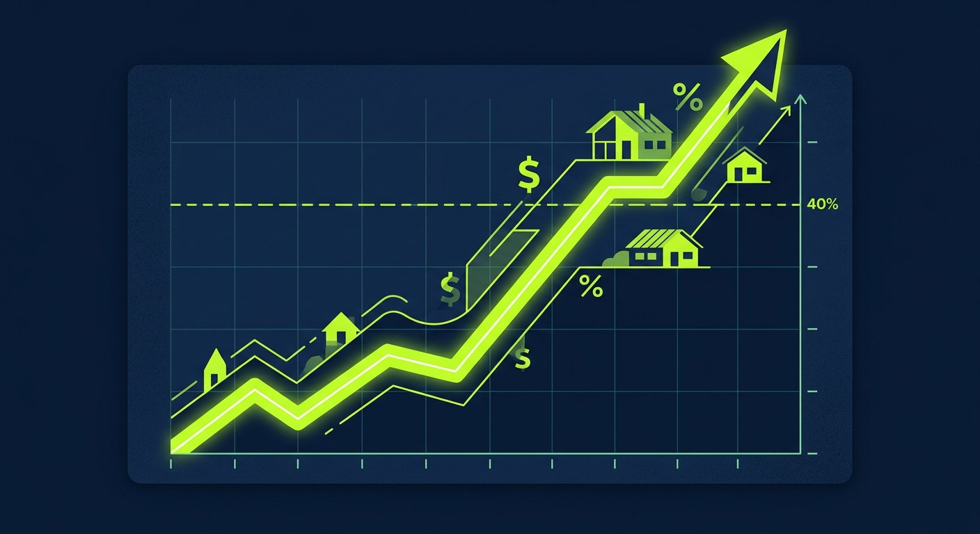 Chart showing percentage of active listings with price cuts climbing over 40%